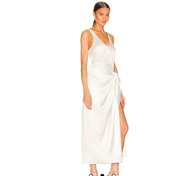 NWT / NIP Show Me Your Mumu Hampton Wrap Dress in Ivory Luxe Satin Size: XS - Picture 2 of 6